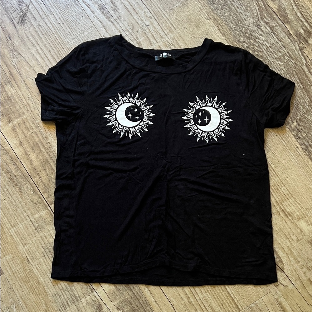 Black T-Shirt with sun & moon design